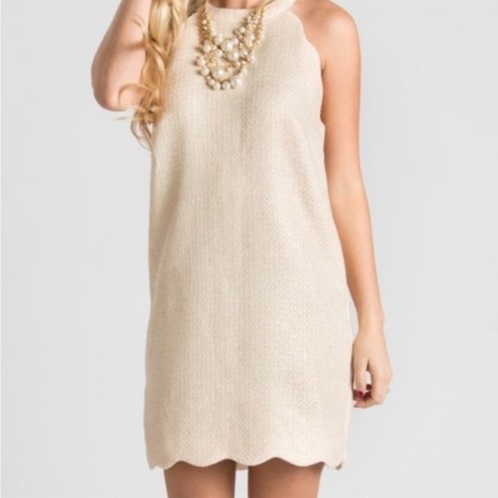 Fab’rik Scalloped edge Tinsel tunic dress